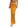 thumbnail image 1 of VISgogo Falda de punto de ropa de playa para mujer, Raya / Color sólido Cintura alta Slim Fit Hollow Summer Half Dress Prenda VISgogo moda, 1 of 9