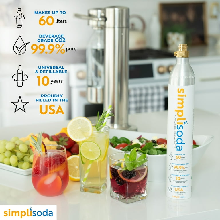 spicygem トリプルネーム4STUDS NARROW CYLINDER Simpli Soda 60L CO2 Cylinders - Compatible w/Sodastream BLUE Screw