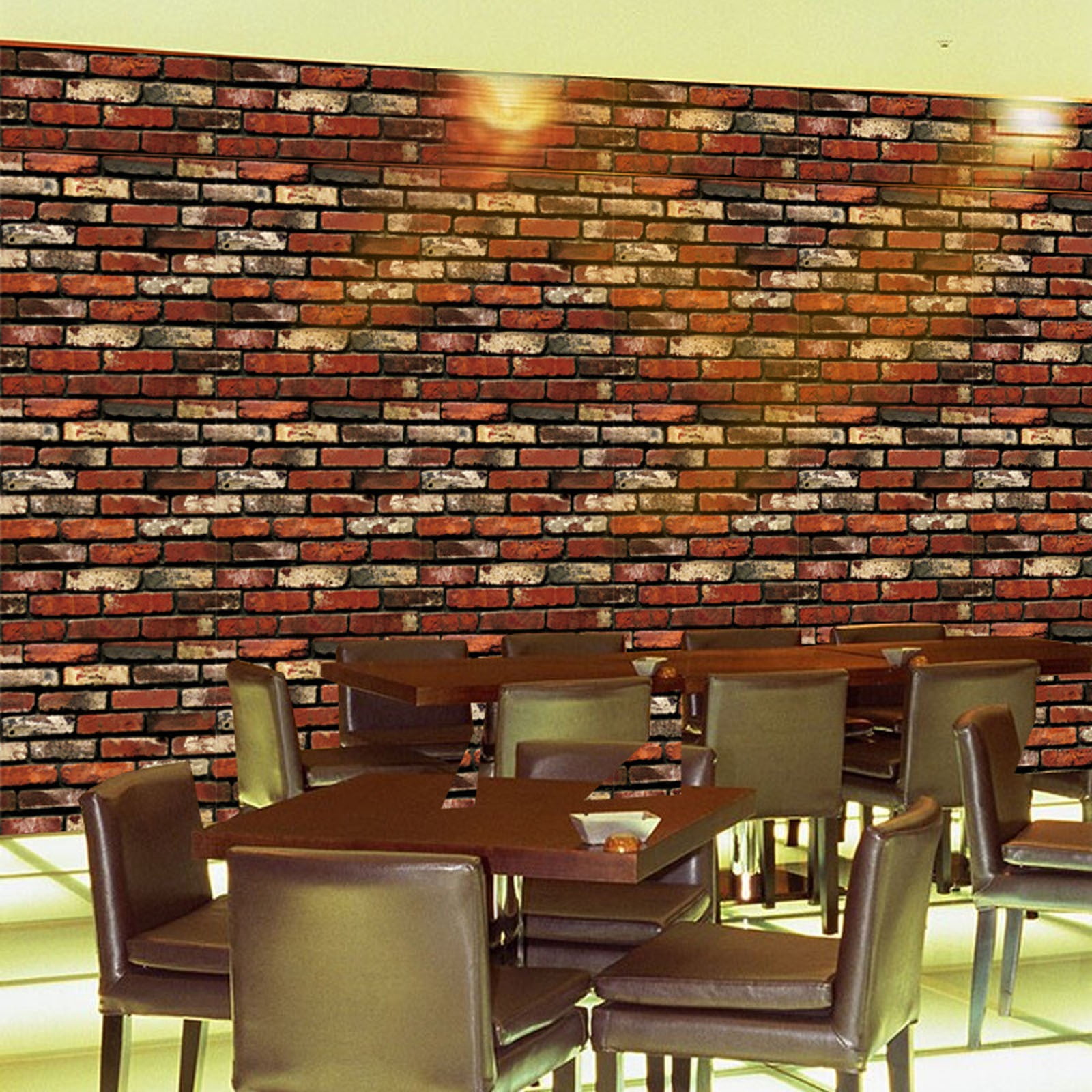 Red Brick Wallpaper Self-Adhesive Peel and Stick Wallpaper Waterproof Removable, Brick Wallpaper for Home Decoration and Furniture 17.5 x 118 Inch, Self Adhesive Brick Wallpaper Stick And Peel