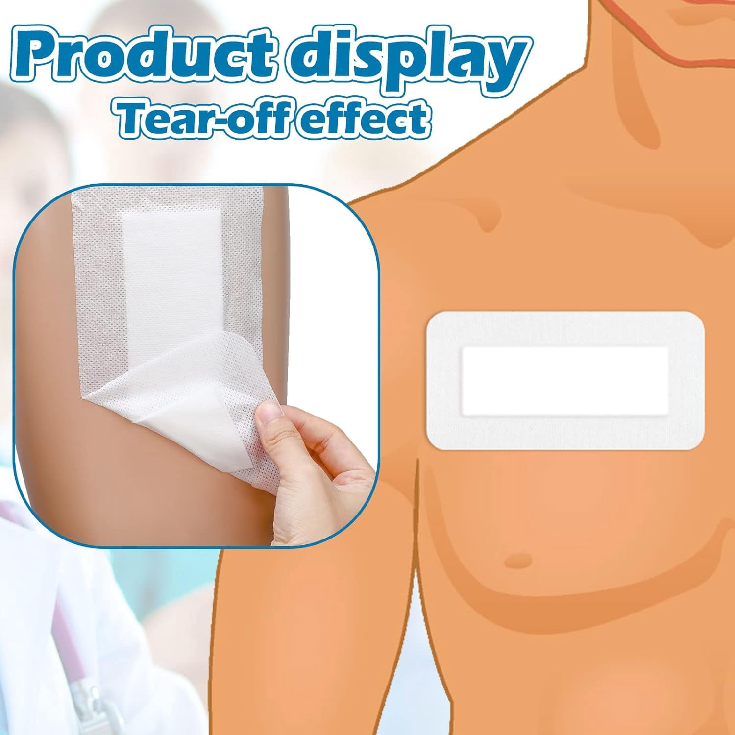 50 Pieces Island Dressing Bordered Gauze Wound Care Bandage with Adhesive Border Wound Bandage Pads Waterproof Breathable Individually Wrapped Bandages Non-Stick Central Pad(4 x 8 Inch)