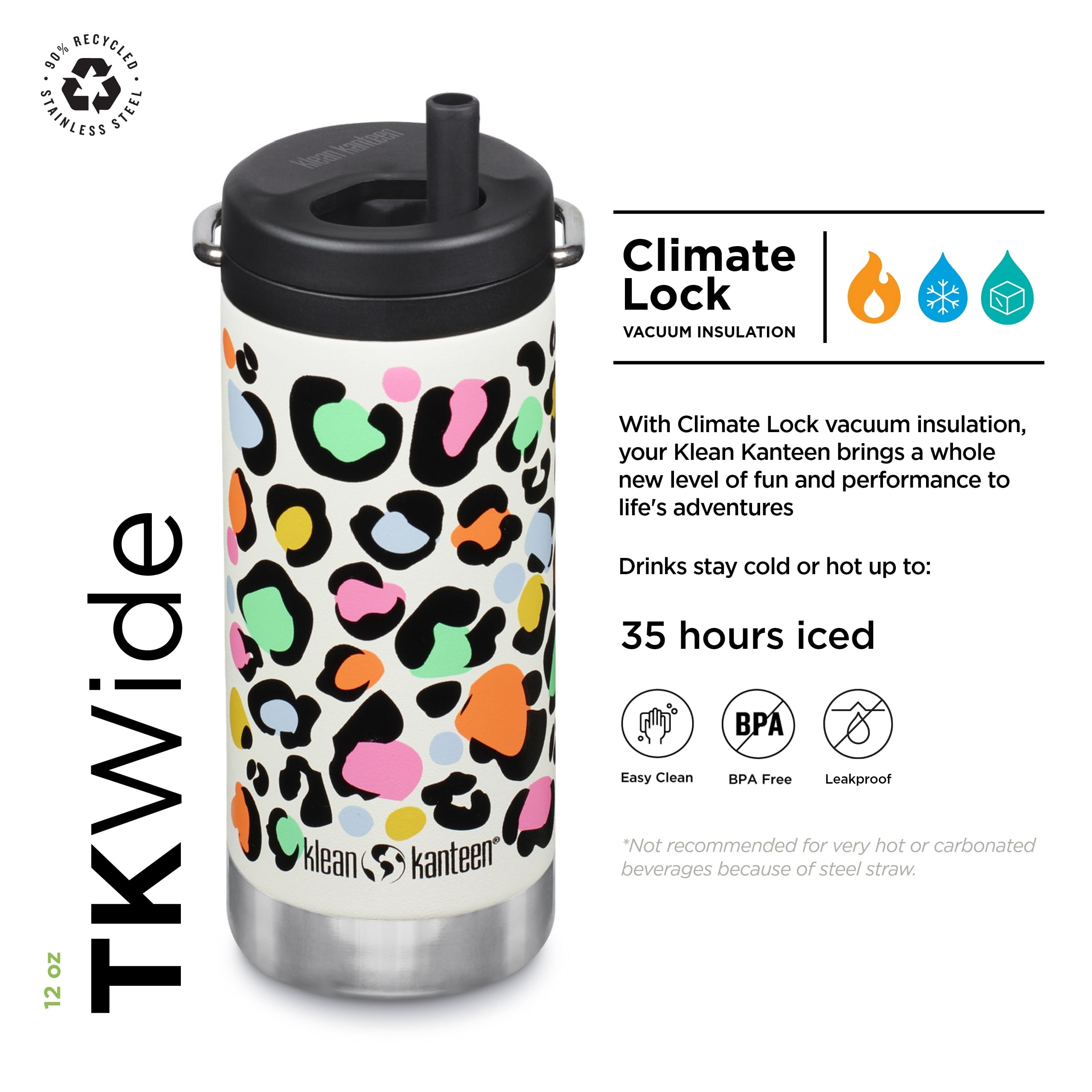 12oz TKWide Insulated Water Bottle with Twist Cap - Leopard Print