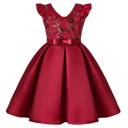 

Ausyst Summer Dresses Girls Dresses Children s Sequin Dress Skirt Flying Sleeve Girl Dress Festival Party Princess Dress Clearance