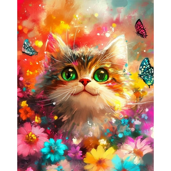 Paint by Numbers for Adults Kids Beginner Colorful Butterfly Cat Dream DIY Acrylic Painting by Numbers Kits with Brushes Acrylic Pigment Home Decoration Gifts 16 x 20 inch