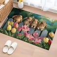 thumbnail image 2 of Rectangle Area Rug 2x3ft, Spring Easter Tulip Flower Rabbit Non-Slip Non-Shedding Floor Mat, Farm Wood Fence Garden Washable Sturdy Carpet for Living Room Bedroom Home Decor, 2 of 9