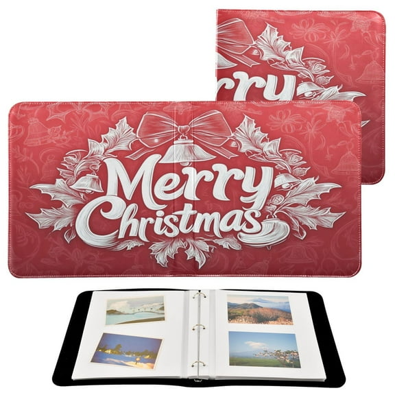 BZSMCE Photo Album Book Scrapbooking White Elegant Christmas Bell and Bowknot Pattern Printed Picture Album