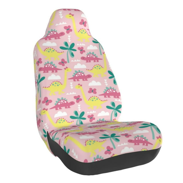 Wukai Dinosaur Full Set Car Seat Covers with Soft Padding Universal Auto Front Seats Protector and Cushion Mat