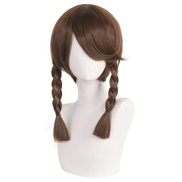 Peluca de cosplay, trenzada marrón, 45 cm, fibra de alta temperatura para todos
