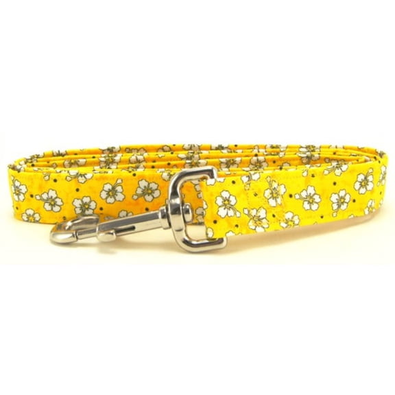 Yellow Hawaiian Flowers Dog Leash - Size - Mini
