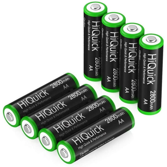 HiQuick 8 Pack AA Rechargeable Batteries 2800mAh 1.2V Battery