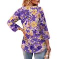 thumbnail image 7 of Delconic Women’s Casual Floral Print V Neck Three Quarter Sleeve Loose Fit Blouse Top for Everyday Wear and Comfortable Style Purple 3XL, 7 of 7