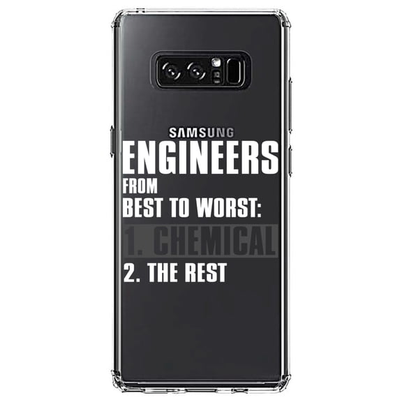 DistinctInk Clear Shockproof Hybrid Case for Samsung Galaxy Note 8 - TPU Bumper Acrylic Back Tempered Glass Screen Protector - Chemical Engineers are the Best