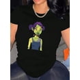 thumbnail image 1 of Camiseta informal de moda para mujer, con estampado de chica verde espeluznante, cuello redondo y manga corta, cómoda camiseta de verano, tejido de algodón, ideal para todas las estaciones, ropa depor, 1 of 6