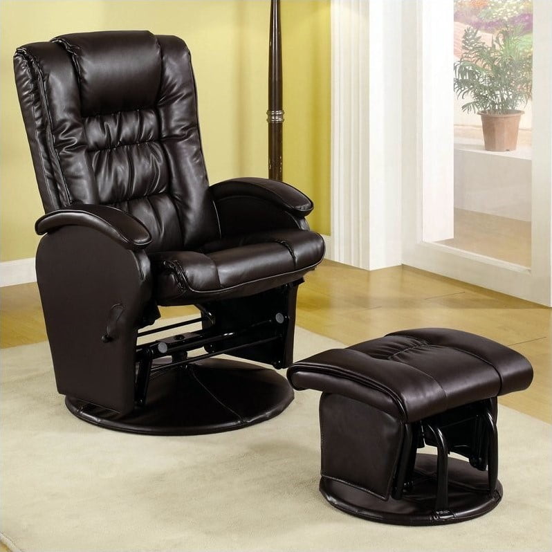 Faux Leather Glider Recliner, Leather Glider Rocker With Ottoman