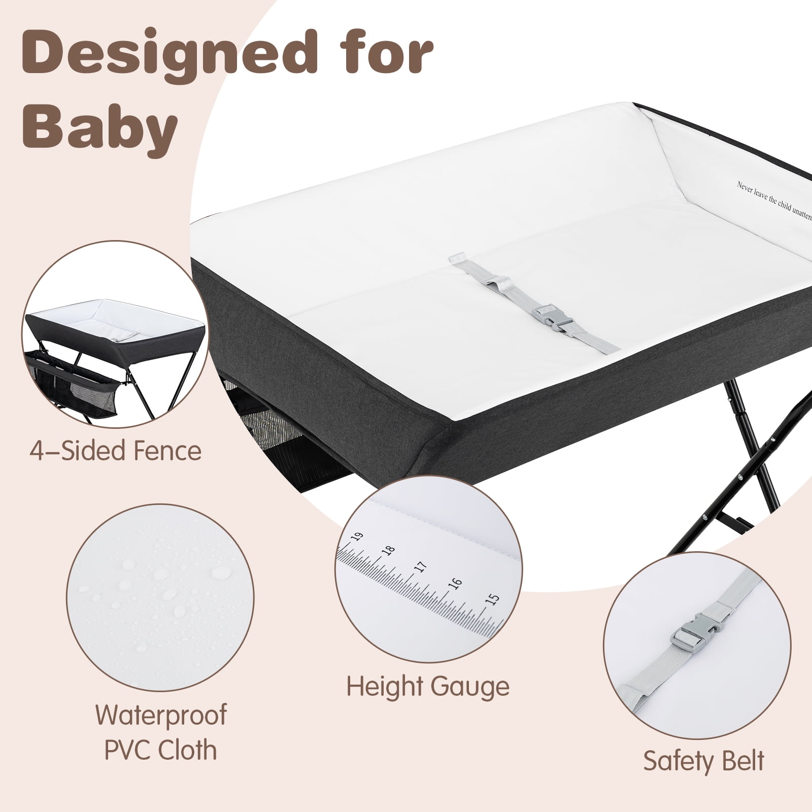 Patiojoy Infant Folding Changing Table Portable Children Baby Girl Boy Diaper Station w/ Storage Box