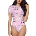 thumbnail image 1 of Balery Rabbit Face Body de cuello redondo de manga corta para mujer Tops de manga corta Tops básicos-X-Large, 1 of 7
