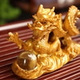 thumbnail image 5 of 6 Inch Chinese Gold Feng Shui Dragon Statue, Resin Model, Bring Good Luck, Protect Family, 5 of 14