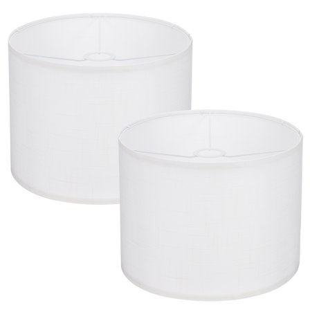 2Set Drum Lamp Shades for Table Lamps, 13"x13"x10" Linen Lampshade Easy Assembly Lamp Shade E27 E26 E14 Adapters, White 2