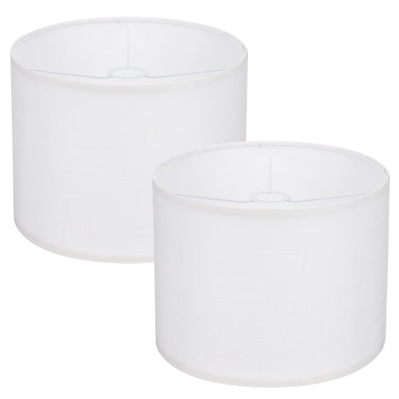 2Set Drum Lamp Shades for Table Lamps, 13"x13"x10" Linen Lampshade Easy Assembly Lamp Shade E27 E26 E14 Adapters, White 2