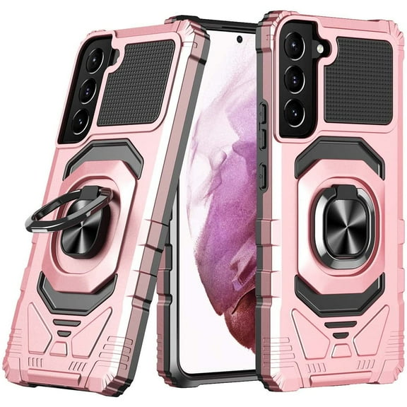 Robotic Series Hybrid Case with Ring Grip for Samsung Galaxy S23 Plus - Rose Gold