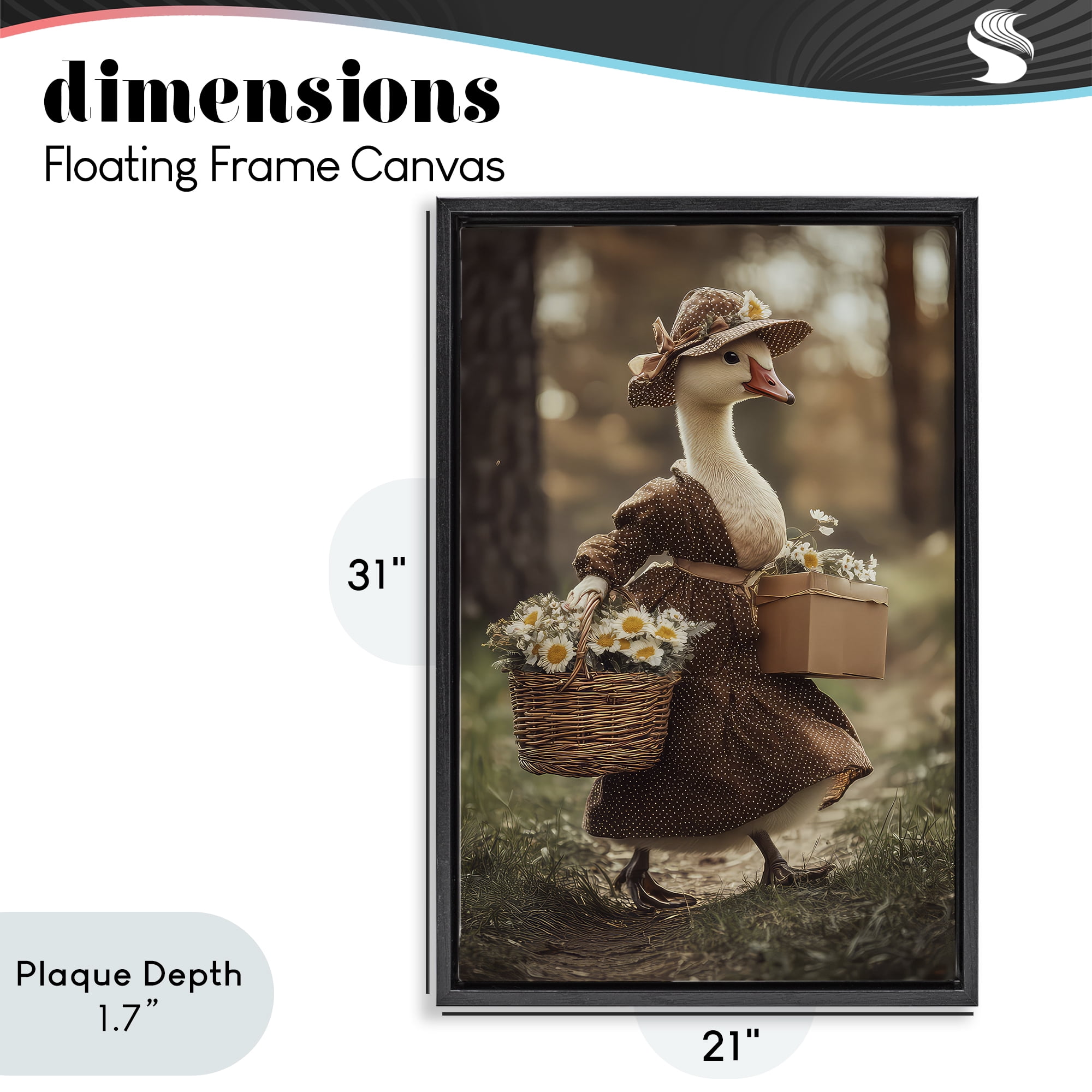 Stupell Industries Mother Goose with Flowers Black Framed Floater Canvas Wall Art, design by The Wands Want