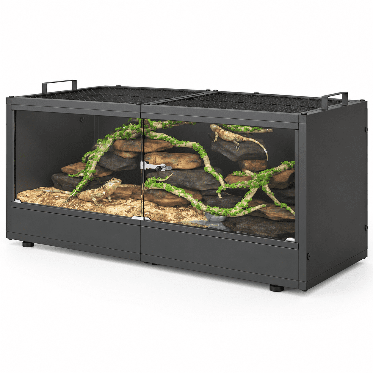 20 Gallon Reptile Terrarium Habitat Tank for Bearded Dragons Geckos Lizards Snakes Turtles