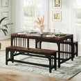 thumbnail image 2 of Tribesigns 55 Inch Dinning Table Set for 4-6, 3-Piece Kitchen Table with 2 Benches, 2 of 8