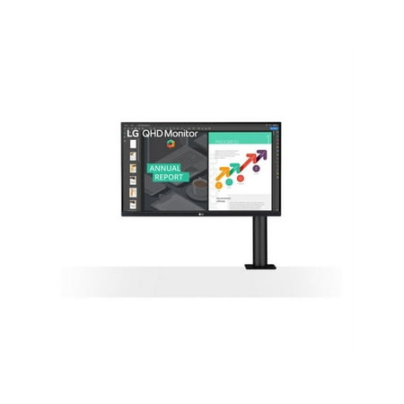 LG - 27” Ergo IPS QHD Monitor with Ergonomic Stand & C-Clamp - Black