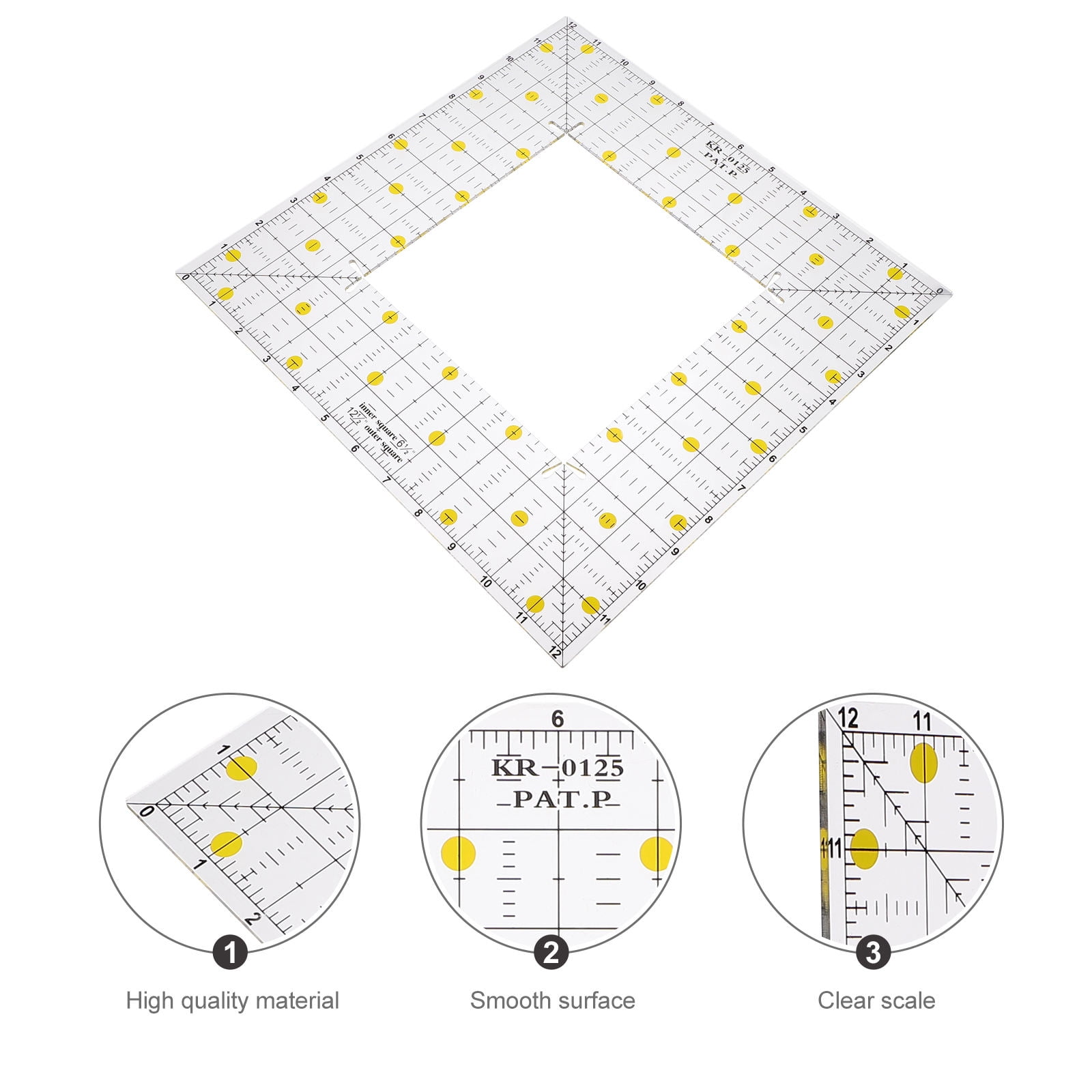 Raindrops Patchwork Slotted Ruler for Fabric Cutting, Measuring, Sewing, Quilting, and Quilt Making Tools