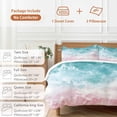thumbnail image 6 of 3 Piece Turquoise Pink Coastal Duvet Cover Set Full Size, Microfiber Comforter/Quilt Cover with Corner Ties and 2 Pillowcases, Summer Beach Nautical All Season Soft Bedding with Zipper Closure, 6 of 8