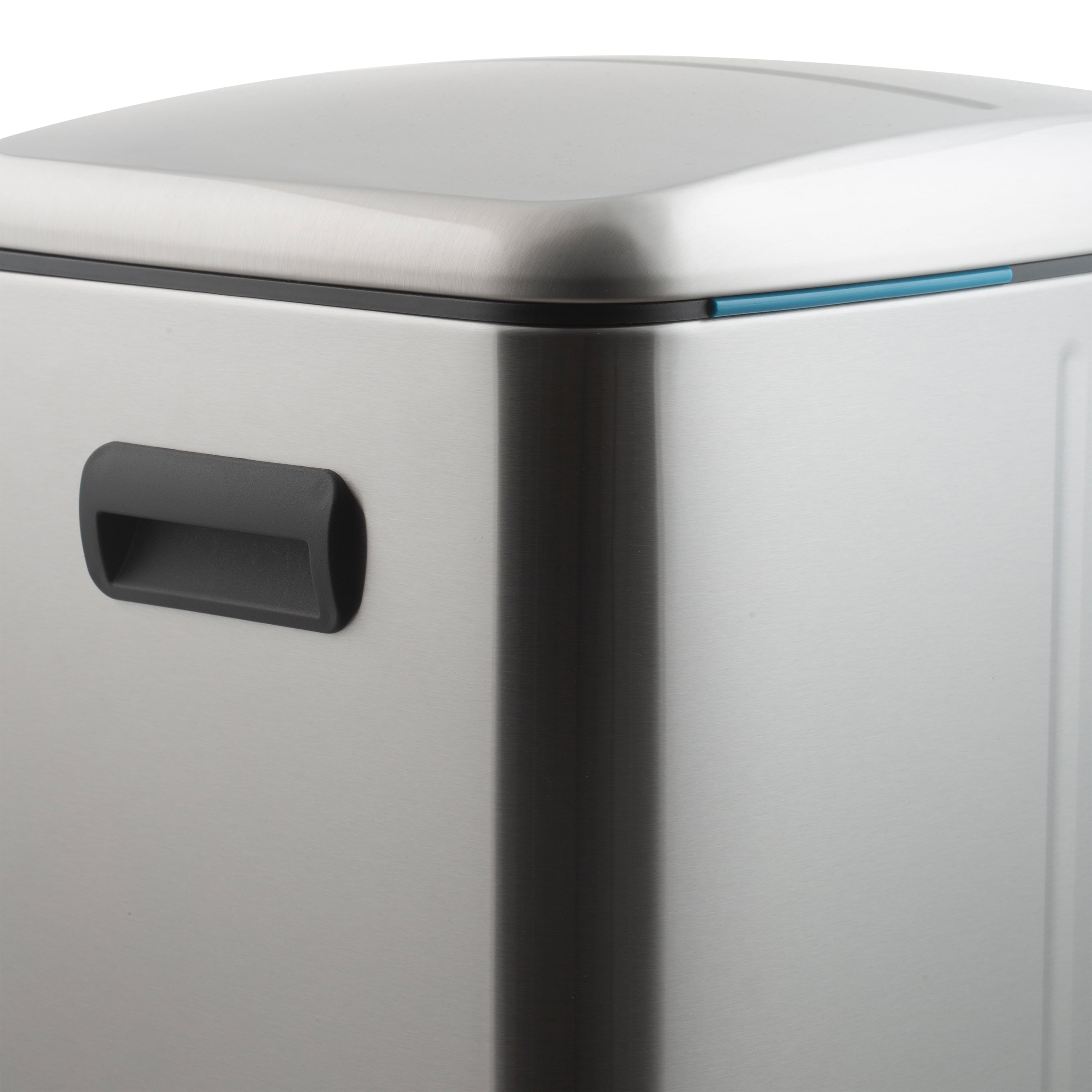 Organize It All 40 L Dual Compartment Recycling Bin, 17.5" x 16.2" x 23.6", Stainless Steel
