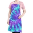 thumbnail image 5 of Purple Blue Tie Dye Pattern Apron-Garden Aprons for Women with Pockets-Cotton Linen Waterproof Kitchen Cooking Gardening Aprons Adjustable for Kitchen,Cooking,BBQ and Salon 33x27 Inch, 5 of 7