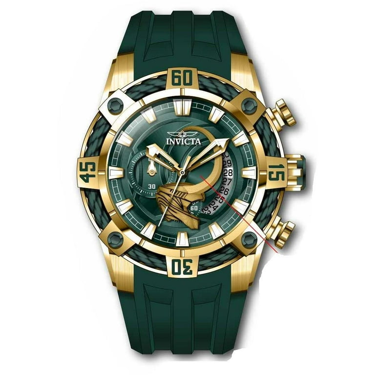 Invicta Men s 37604 Marvel Quartz 3 Hand Green Gold Dial Watch