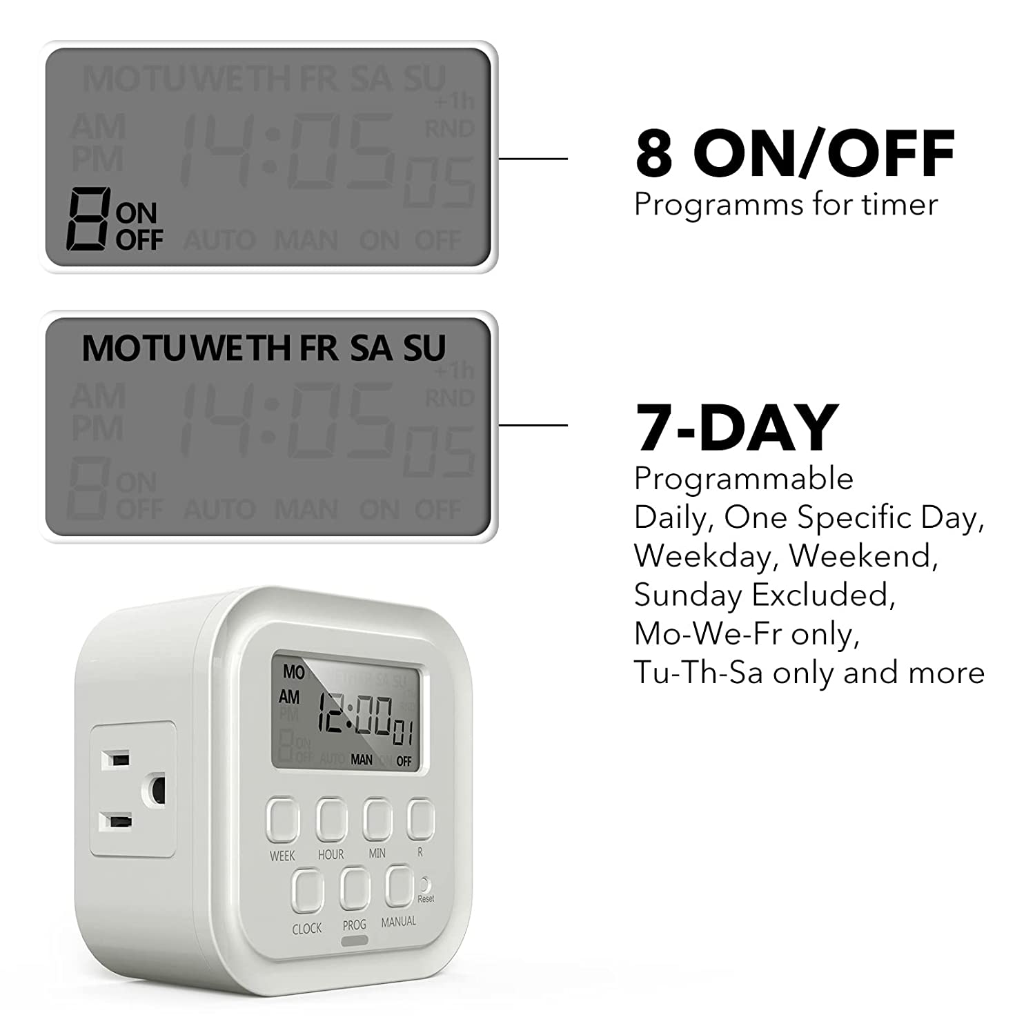 HBN 7-Day Dual Outlet Digital Timer, 15A, 1875W photo 4