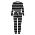 thumbnail image 6 of JTSRKL Girls Fashion Two Piece Tracksuit Casual Striped Print Long Sleeve Sweatshirts and Drawstring Elastic Waist Baggy Sweatpants Kids Loungewear Outfit Clothes Black 11-12 Years, 6 of 6