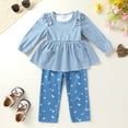 thumbnail image 3 of Younger Tree Toddler Girl Clothes Baby Fall Winter Crew Neck Long Sleeve Dress Top Pants 2-piece Set for 3-4T, 3 of 6
