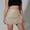 Beige, variant on Womens Faux Leather Mini Skirts Fashion Bodycon High Waisted Slit Skirt with Shorts Back Zipper Summer Skorts Skirt