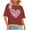 Wine, variant on Womens Tops Plus Size Short Sleeve Love Printed Round Necked Casual Tops Black XXL