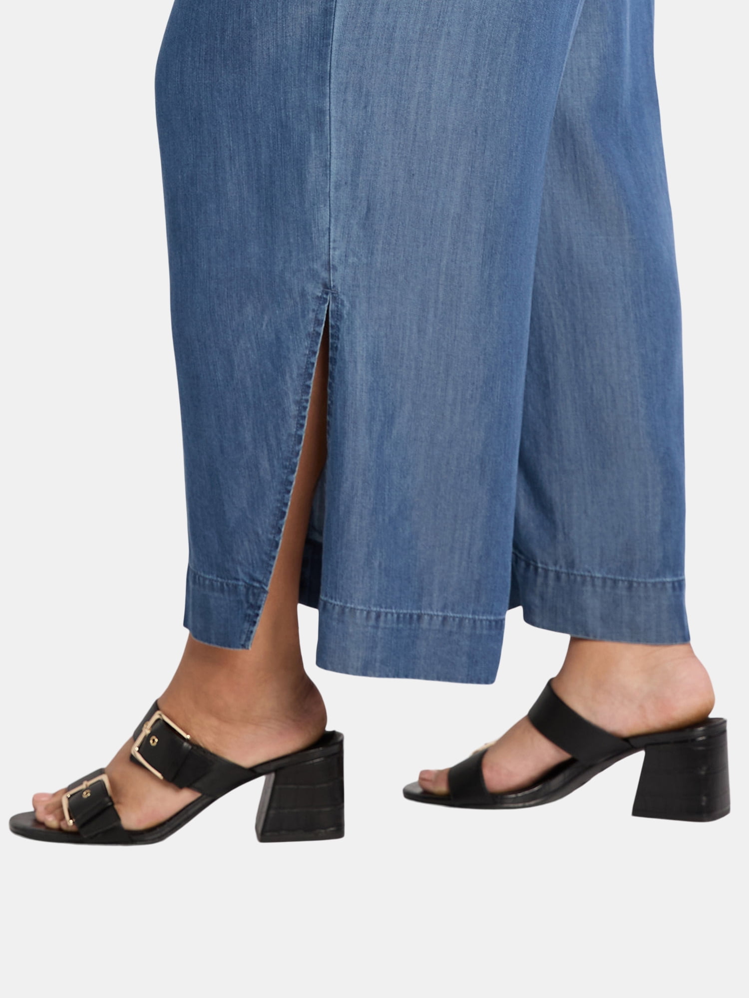 JMS Just My Size by Hanes Women's Plus Chambray Split Hem Pants, 28” Inseam, Sizes 0X-4X