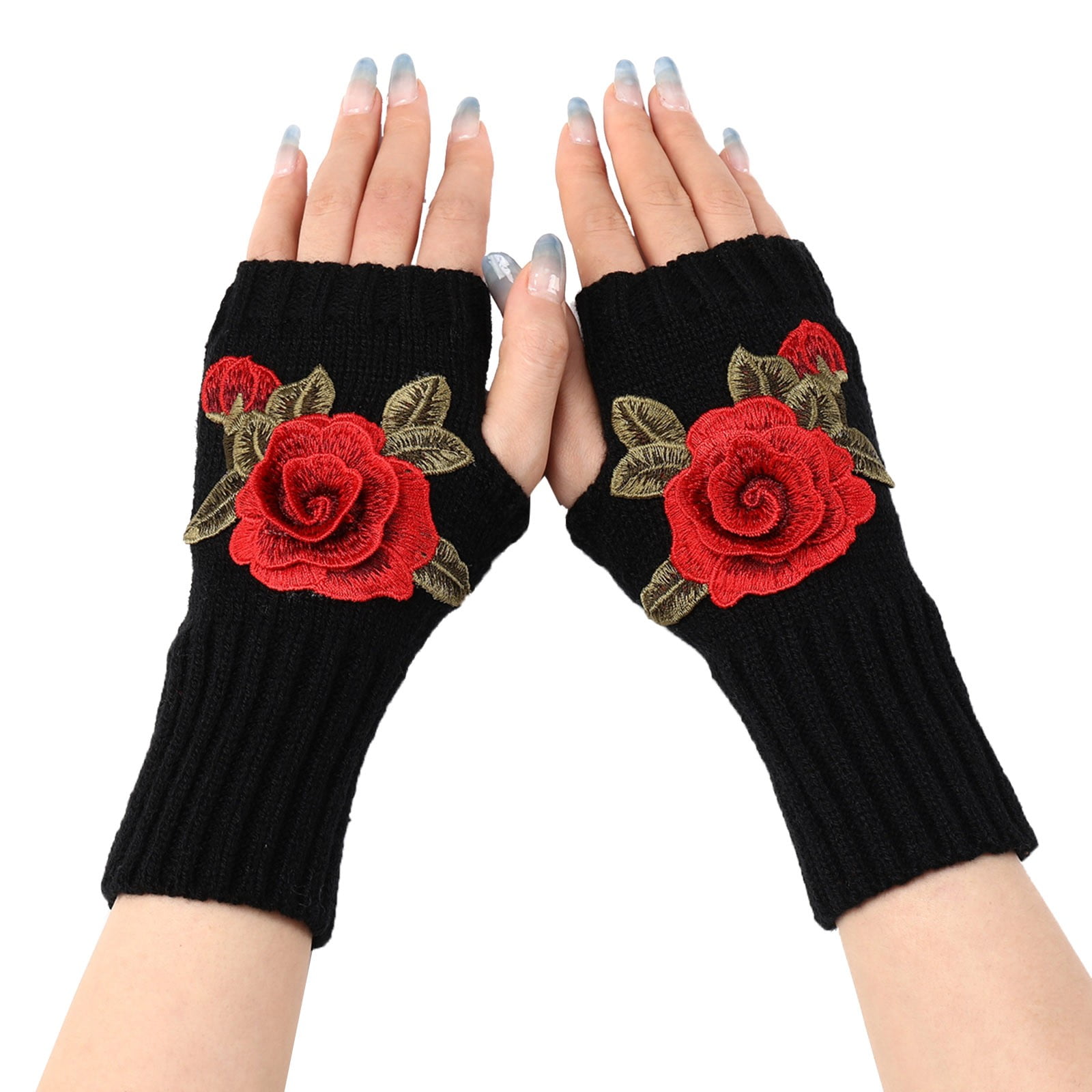 Ladies Warm Knit Fingerless Gloves Convertible Mittens Fashion