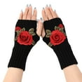 thumbnail image 2 of Clearance! Lisingtool Gloves Ladies Warm Knit Fingerless Gloves Convertible Mittens Fashion Flowers Black Promotion Sale, 2 of 4