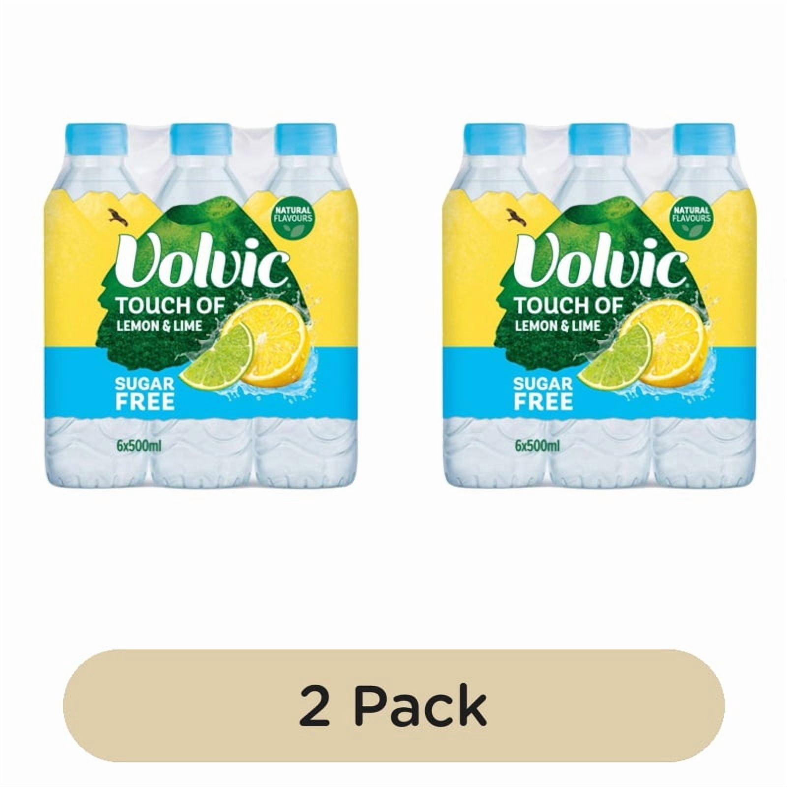 Volvic Touch of Fruit Lemon & Lime Still Flavoured Water Multipack 6 x 500ml, British Import (Pack of 2)