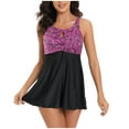 thumbnail image 1 of Maillots de Bain pour Femmes Grande Taille, Robe de Bain Tankini pour Femmes avec Shorty, Deux Pièces, Maillot de Bain à Col en V, Robes Mini Fluides pour Femmes P-3TG, Maillots de Bain Femme en Liquidation, 1 of 5
