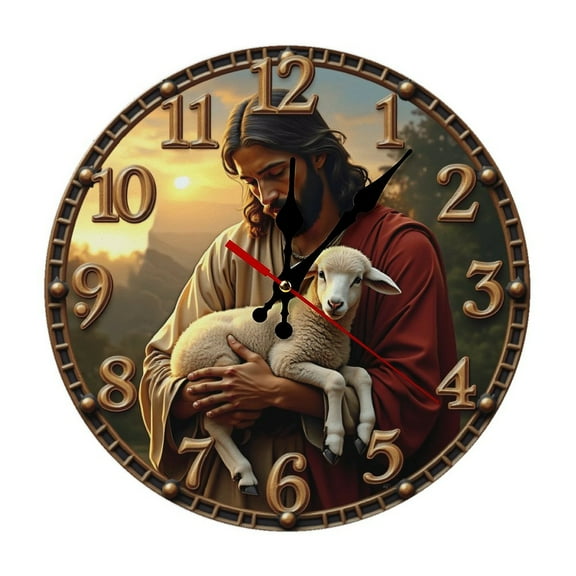 Jesus Christ Wall Clock 10 Inch Silent Non Ticking Round Clock Decoration for Living Room Kitchen Bedroom Bathroom Office Classroom
