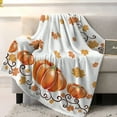 thumbnail image 4 of AUQ Fall Maple Leaves Throw Blankets, Thanksgiving Watercolor Pumpkins Soft Fleece Blanket Decorative for Home Sofa Couch Chair Living Bedroom, 50X60 Inches, Orange, 4 of 7