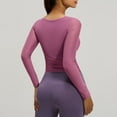 thumbnail image 6 of Women's Slim Fit Long Sleeve Mesh Top Shirts Blouses for Yoga Sports Fitness Casual Daily Wear Loungewear Fashion Essential Gift for Women | CSEONE,Purple XL, 6 of 9
