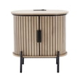 thumbnail image 5 of Ebello Nightstand with Built-in Charging Station, Modern Oval End Table with Storage, Sliding Door & Raised Base for Bedroom and Entryway, Camel, 5 of 11