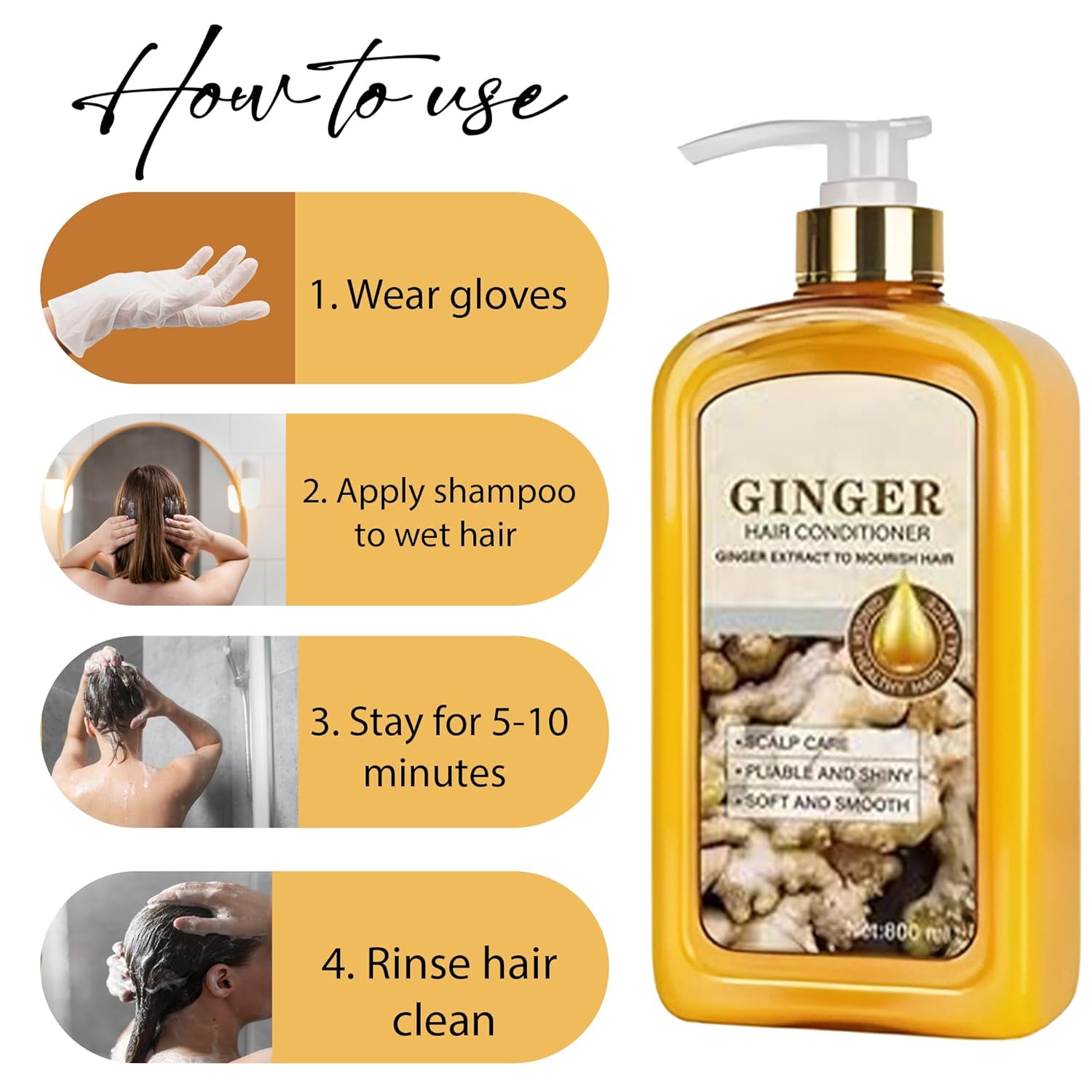 ABBASI & CO Anti-Hair Loss Shampoo & Conditioner Set - Ginger Plant Extract Instant Hair Growth Shampoo - Anti-Dandruff Care Formula - Oil Control & Hair Loss Treatments For women & Men - 2x 800 ML