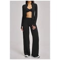 thumbnail image 4 of PISONIC 3 Piece Women's Workout Set – Zip-Up Jacket, Sports Bra & High-Waist Flare Leggings – Yoga Outfit Activewear for Gym Running Training, 4 of 7