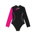 thumbnail image 6 of DPOIS Girls Sparkly Dance Unitards Shiny Rhinestone Gymnastic Leotard Hot Pink 14, 6 of 7