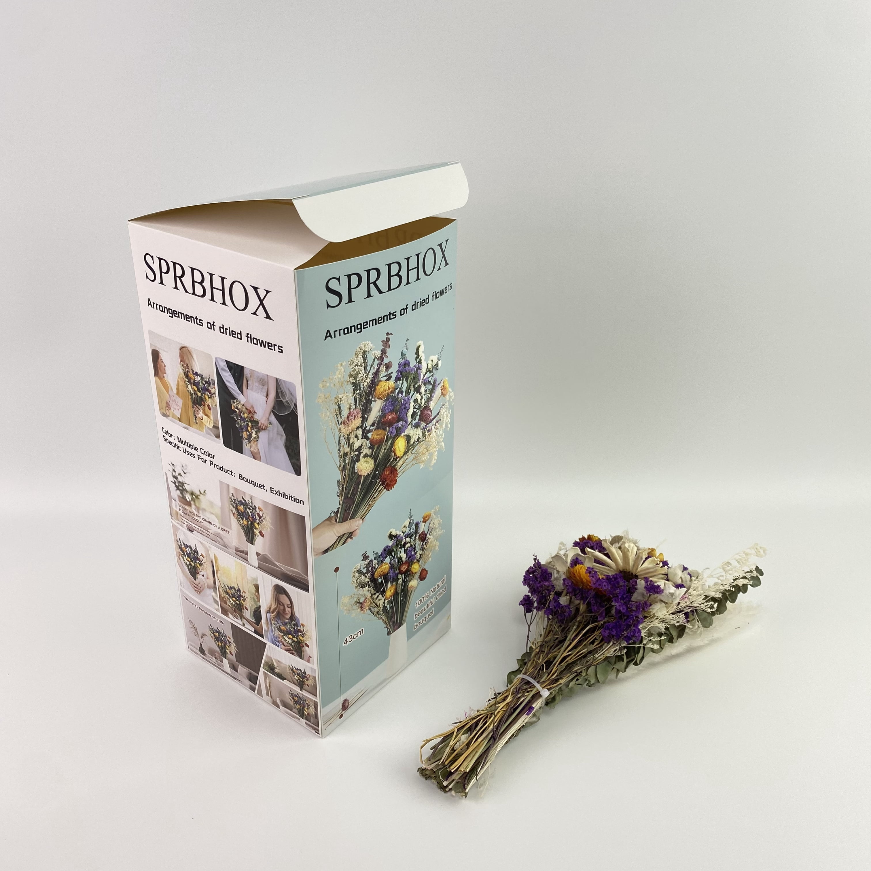 SPRBHOX Arrangements of dried flowers,Natural Dried Flower Bouquet, 17" DIY Floral Arrangements with Eucalyptus Strawflower Lavender, Rustic Boho Wedding and Home Centerpiece Decorations